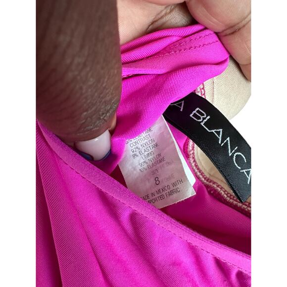 La Blanca Pink Swim Beachy Island Goddess Halter Tankini Swimsuit Top Size 8 - Picture 3 of 10